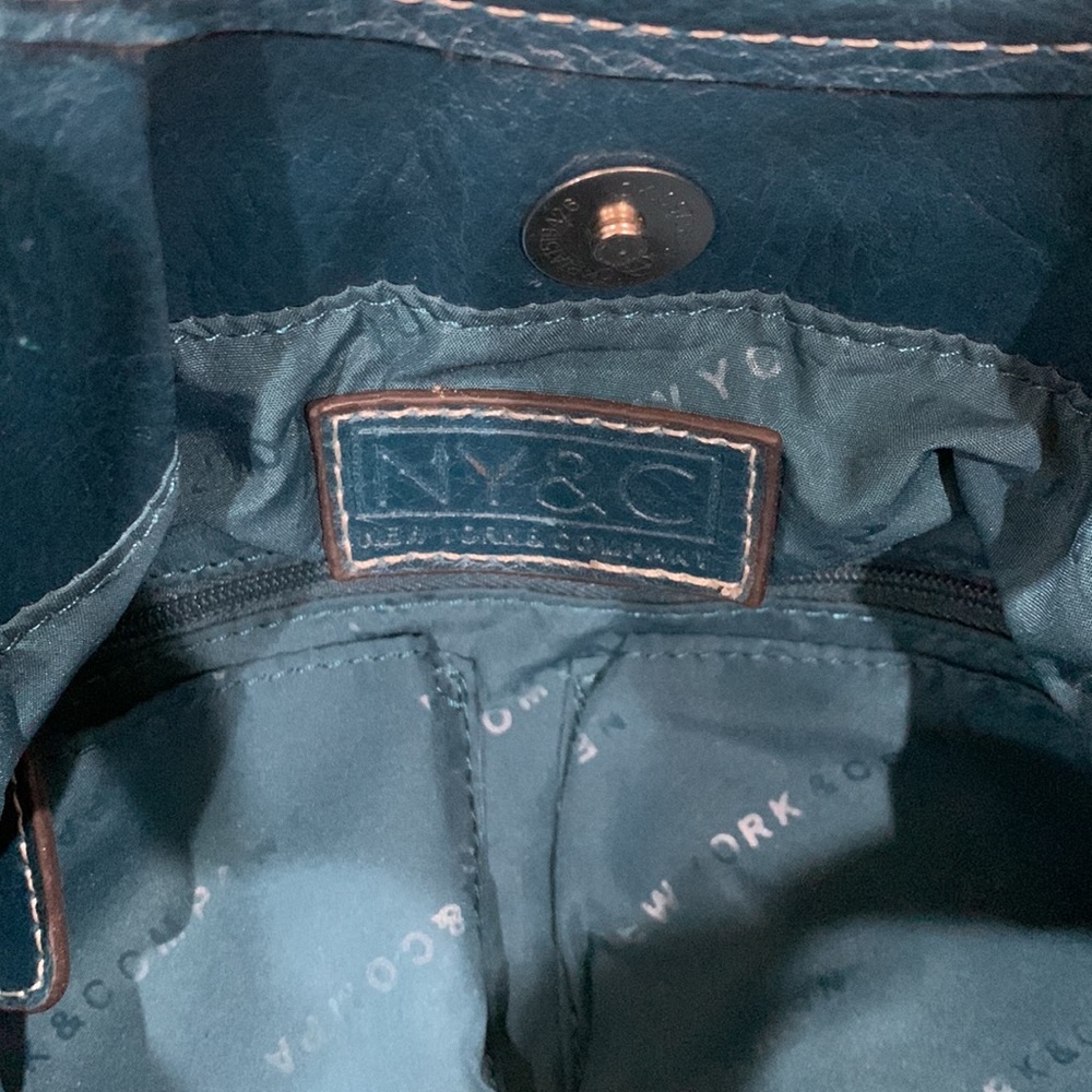 NEW YORK AND COMPANY VEGAN LEATHER SLOUCHY HOBO BAG  - TEAL - Picture 5 of 10